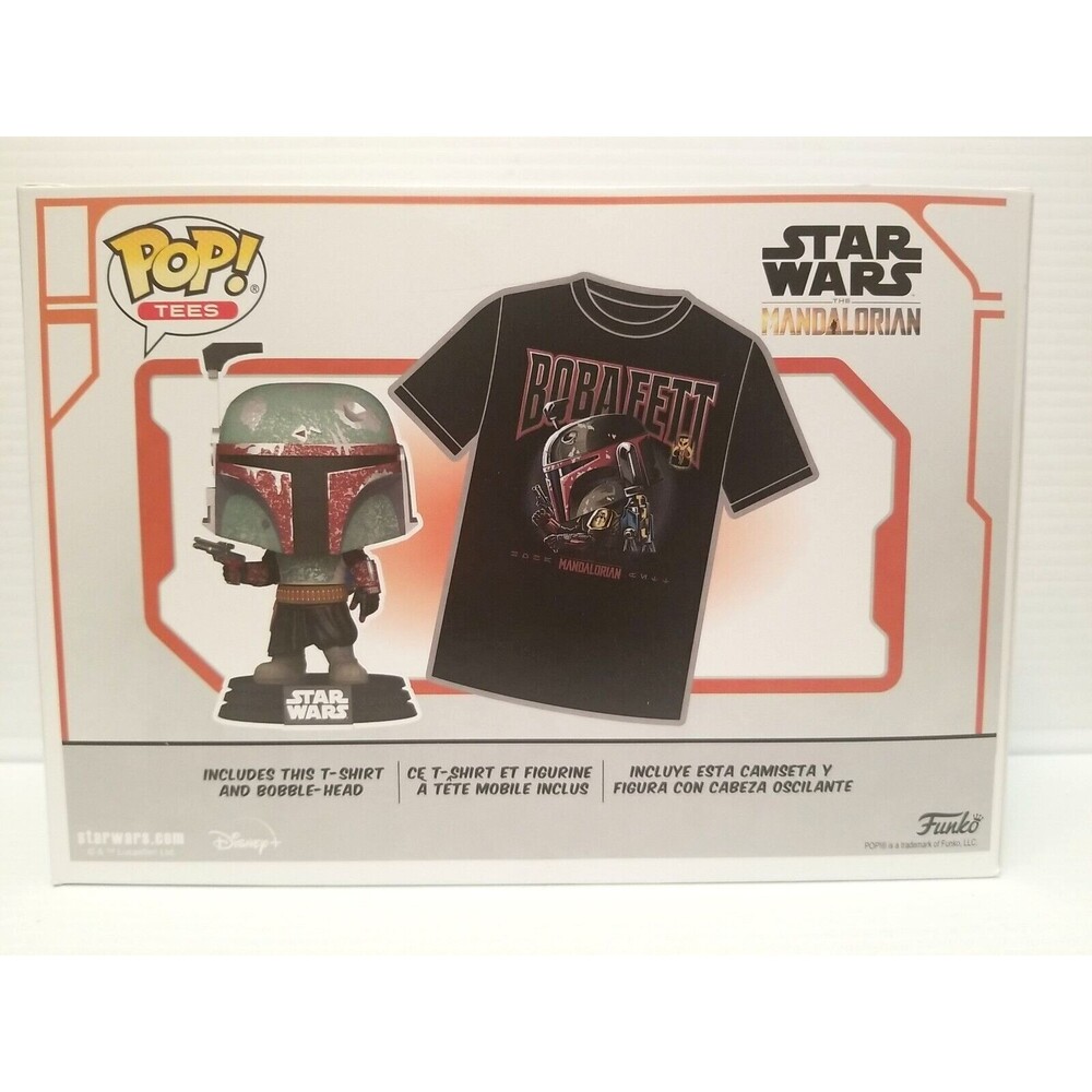 Funko Pop! Vinyl: Star Wars The Mandalorian - Boba Fett with Sz XL T-Shirt New